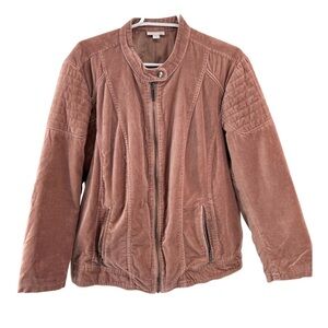 Westport 1962 Anthropologie dusty pink rose 2X velvet moto jacket plus casual